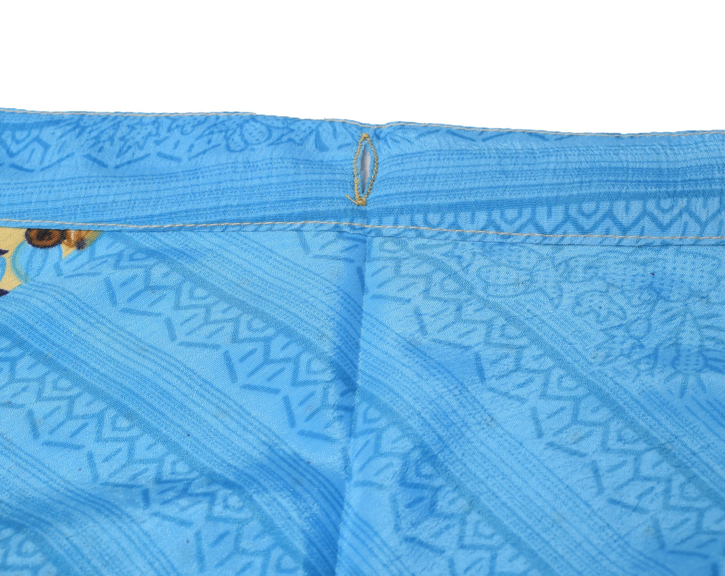 Sushila Vintage Art Silk Saree Magic Wrap Reversible Skirt Sky Blue Beach Dress