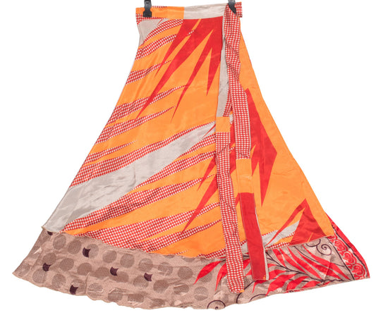 Sushila Vintage Art Silk Saree Magic Wrap Reversible Skirt Mauve Beach Dress