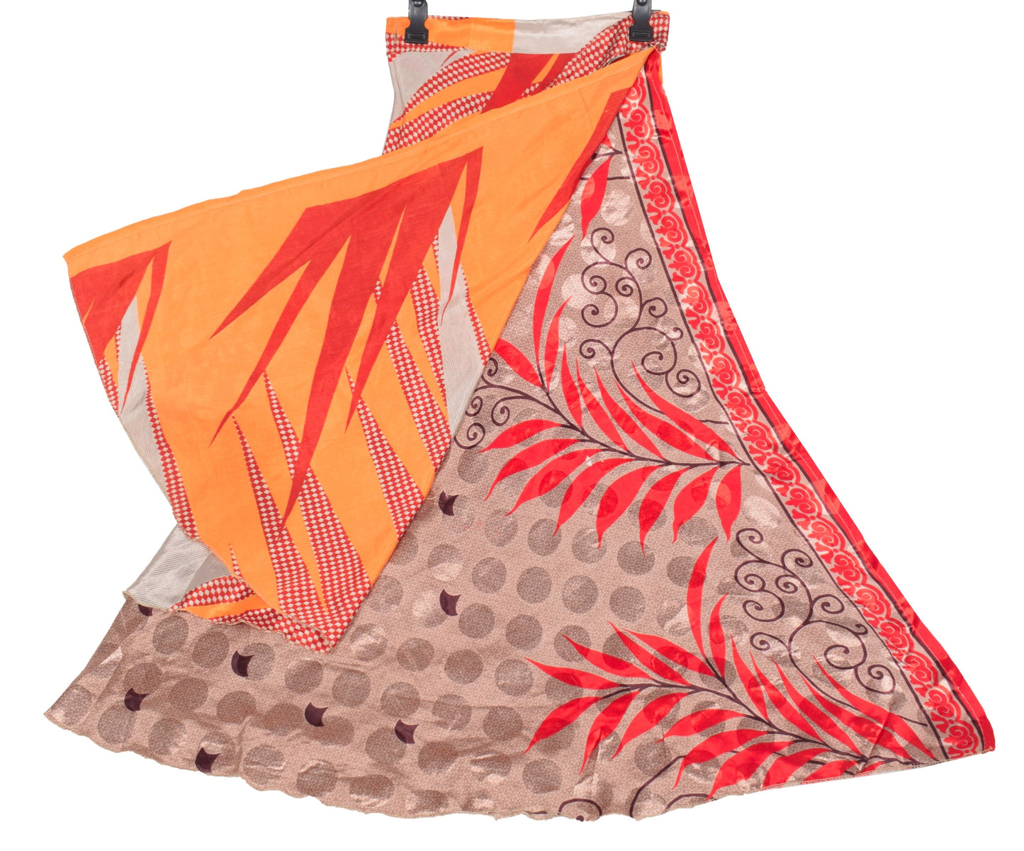 Sushila Vintage Art Silk Saree Magic Wrap Reversible Skirt Mauve Beach Dress