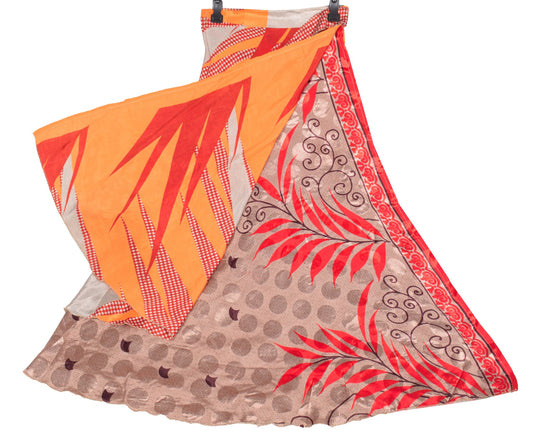 Sushila Vintage Art Silk Saree Magic Wrap Reversible Skirt Mauve Beach Dress