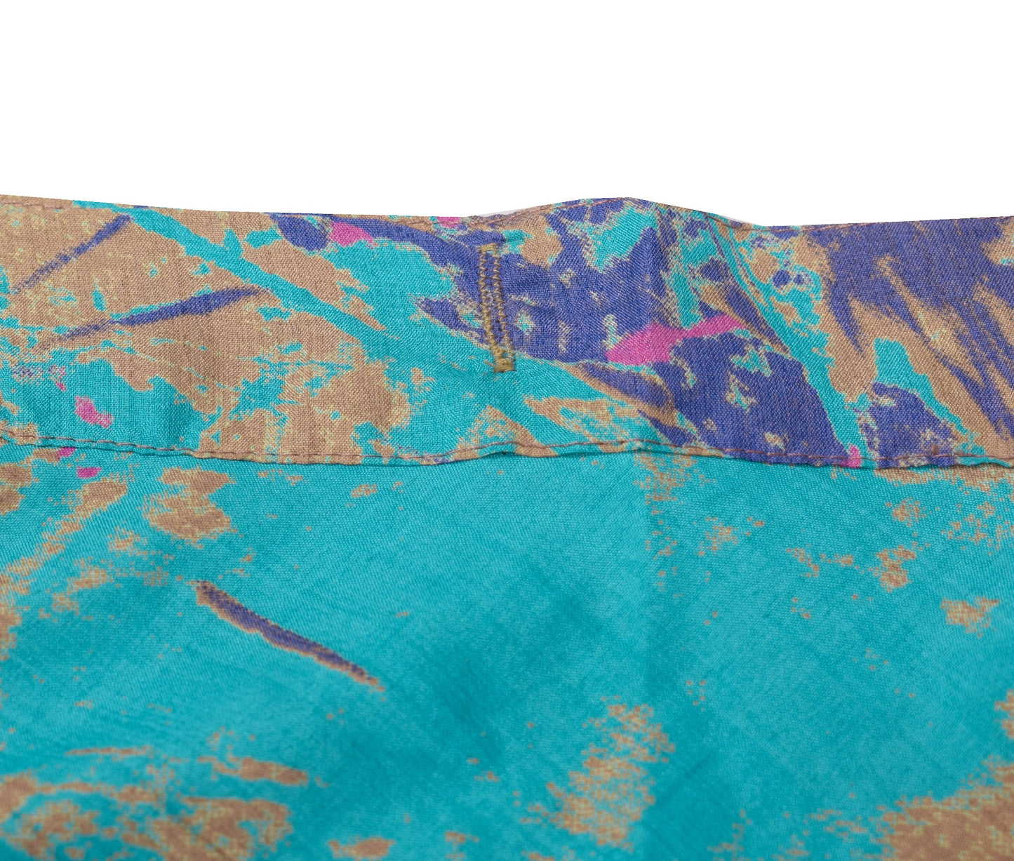 Sushila Vintage Turq- Blue Saree Magic Wrap Reversible Skirt Art Silk Beach Dress