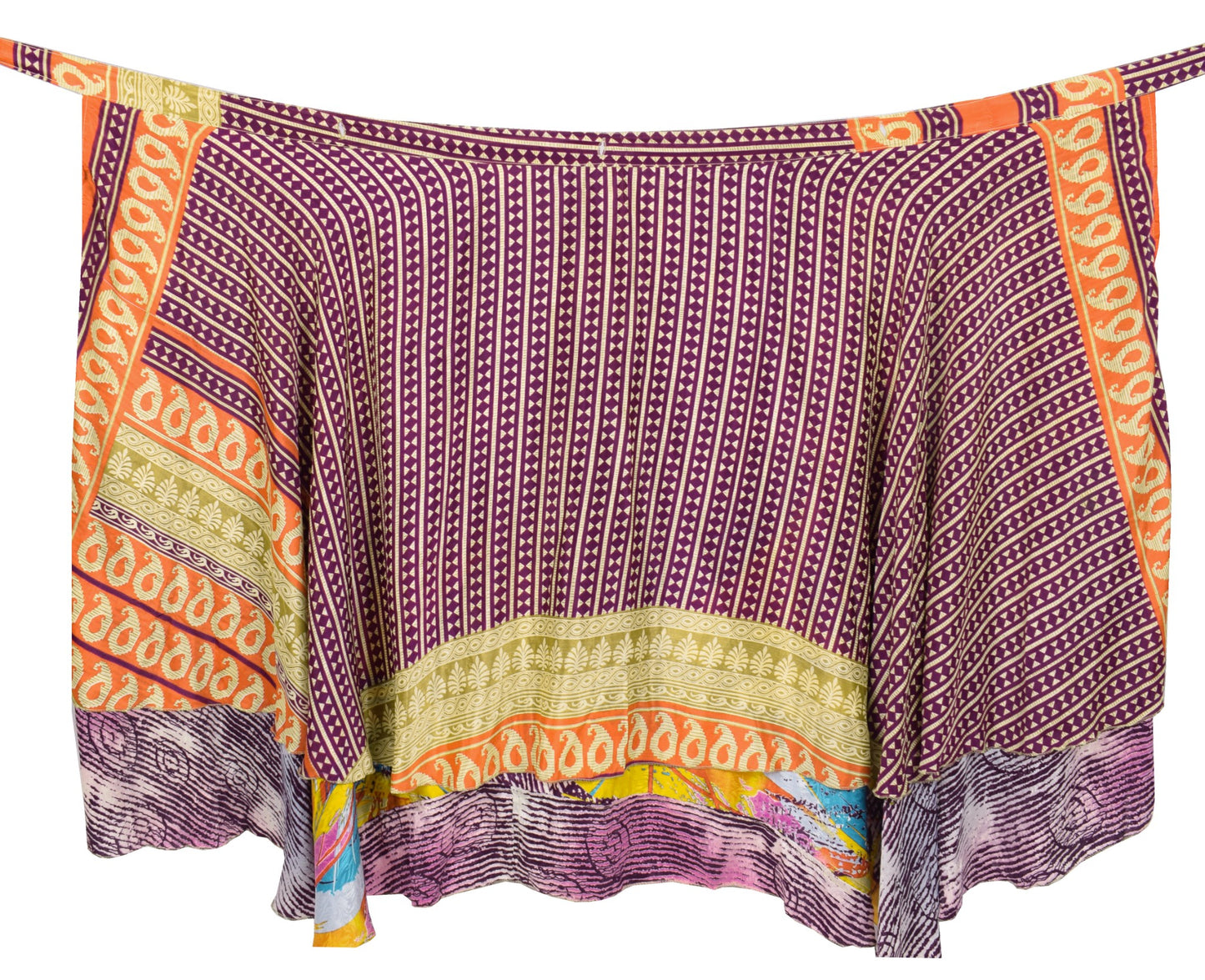 Sushila Vintage Deep Purple Saree Magic Wrap Reversible Skirt Art Silk Beach Dress