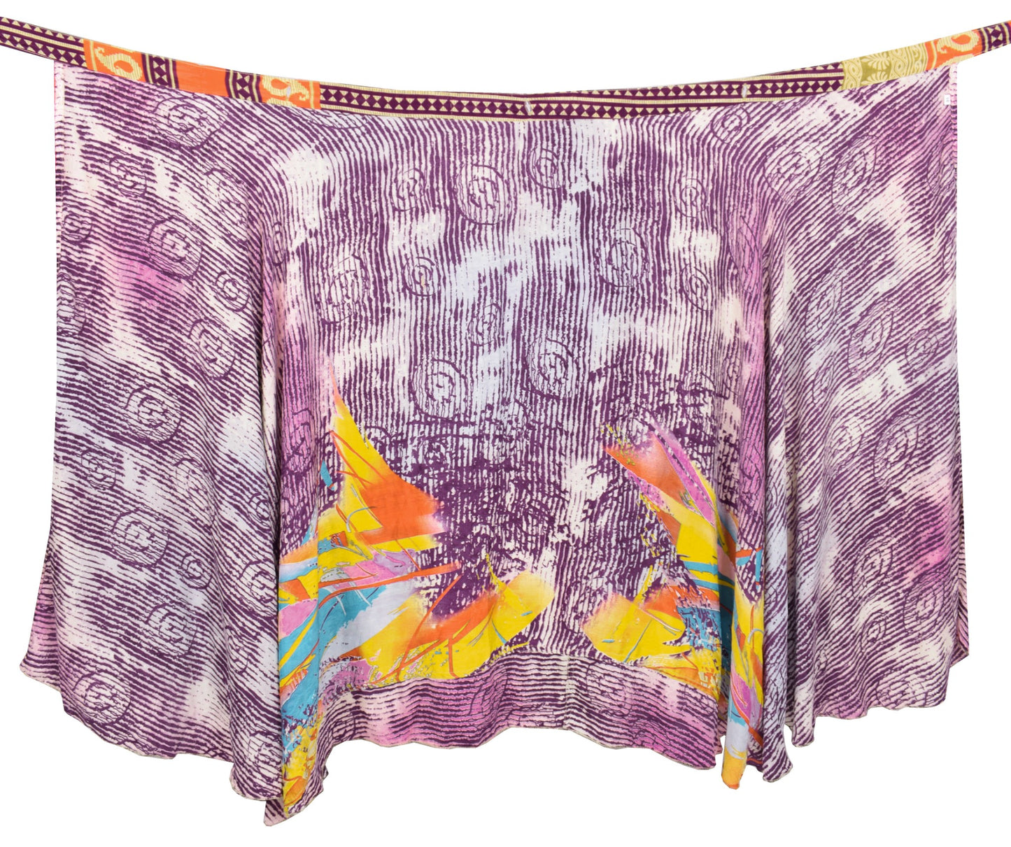 Sushila Vintage Deep Purple Saree Magic Wrap Reversible Skirt Art Silk Beach Dress