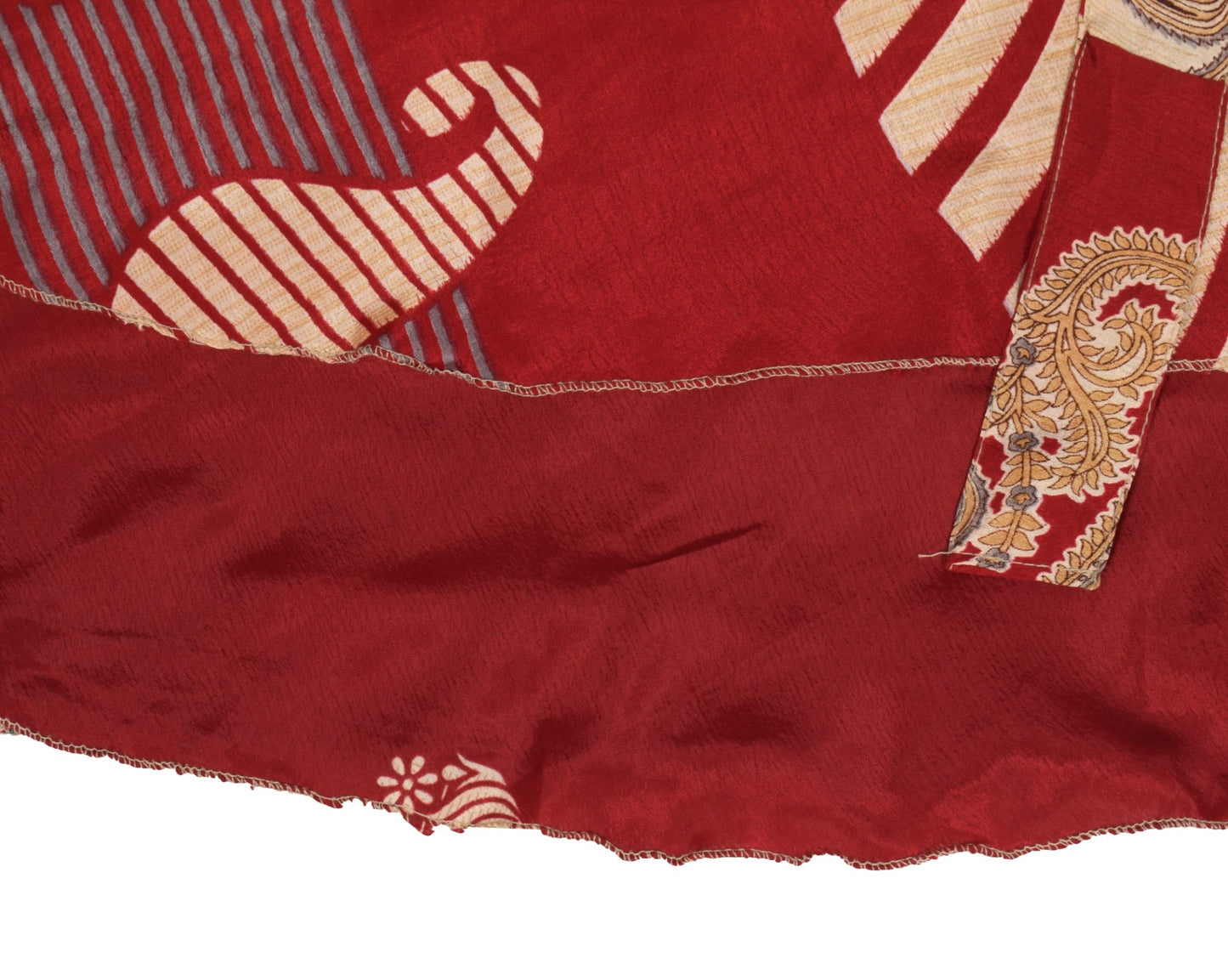 Sushila Vintage Red Art Silk Saree Magic Wrap Reversible Skirt Boho Beach Dress