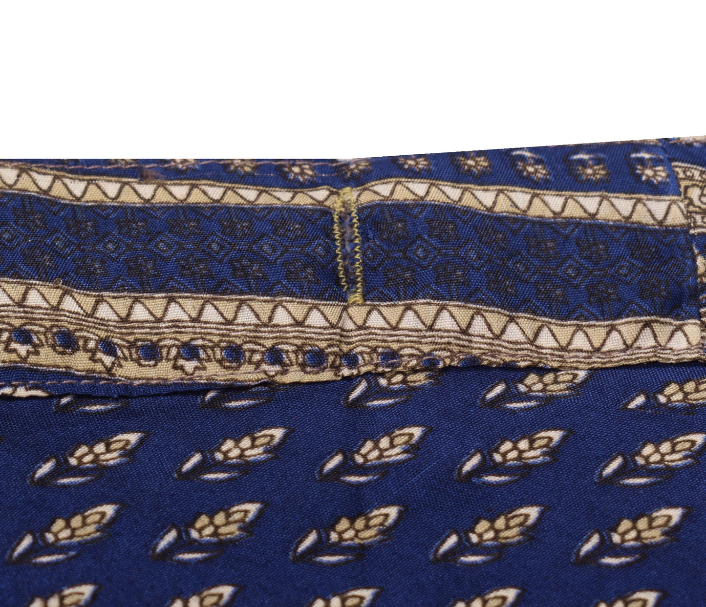 Sushila Vintage Deep Blue Saree Magic Wrap Reversible Skirt Art Silk Beach Dress