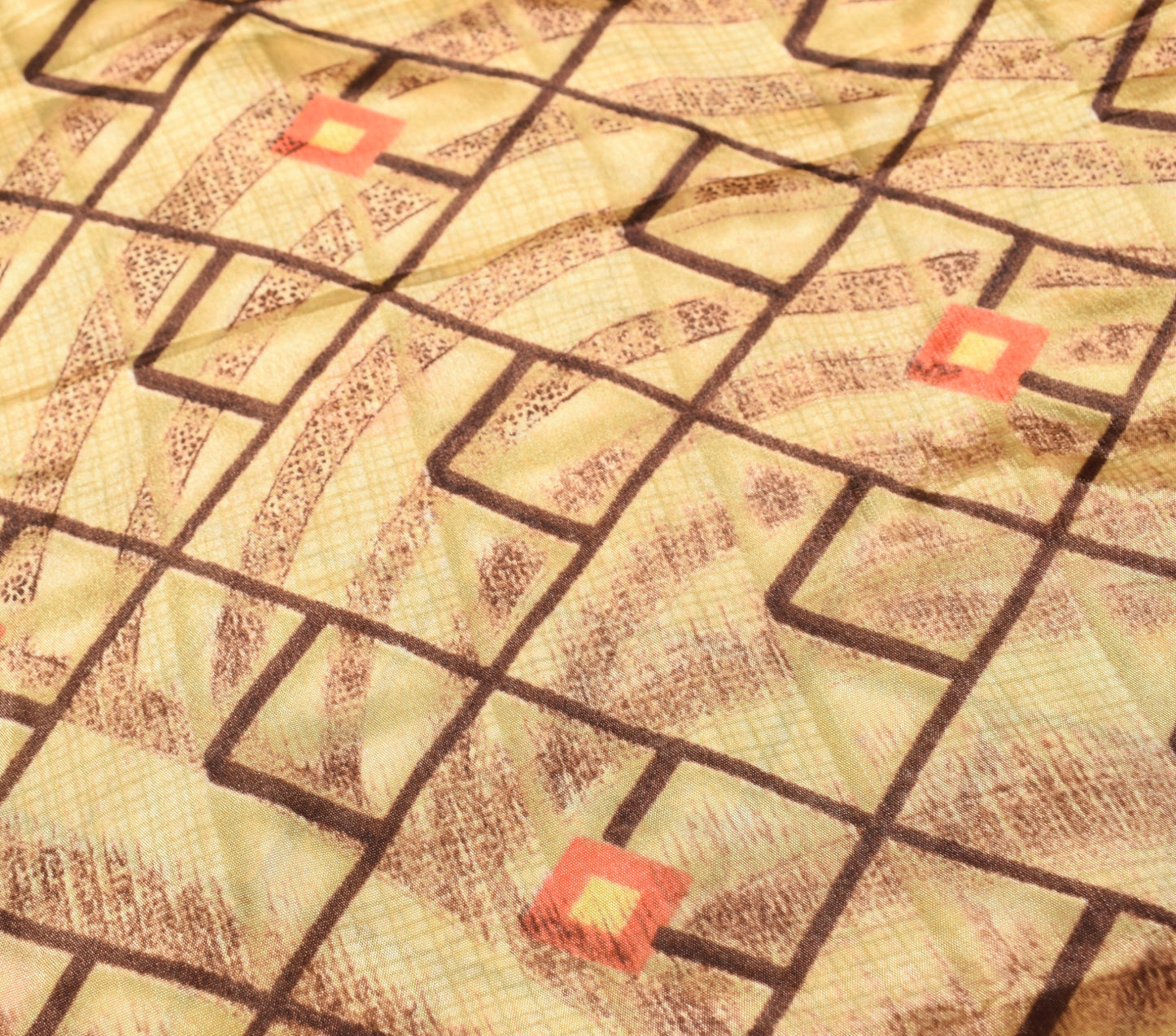 Sushila Vintage Brown Art Silk Saree Magic Wrap Floral Reversible Skirt Beach Dress