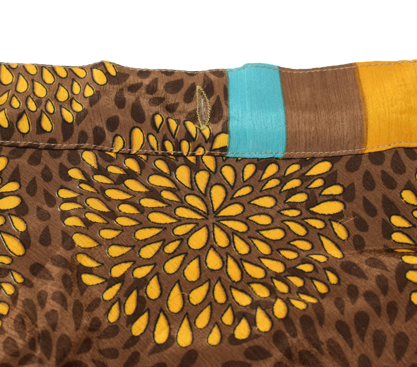 Sushila Vintage Brown Art Silk Saree Magic Wrap Floral Reversible Skirt Beach Dress