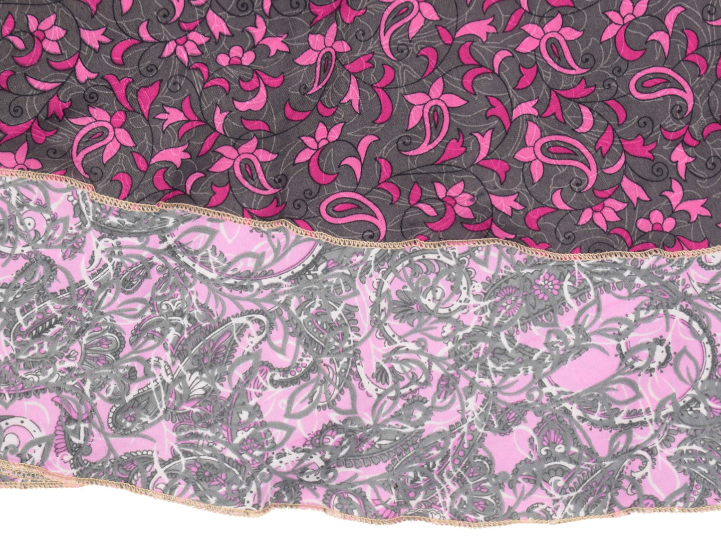 Sushila Vintage Pink Art Silk  Saree Magic Wrap Reversible Skirt Paisley Beach Dress