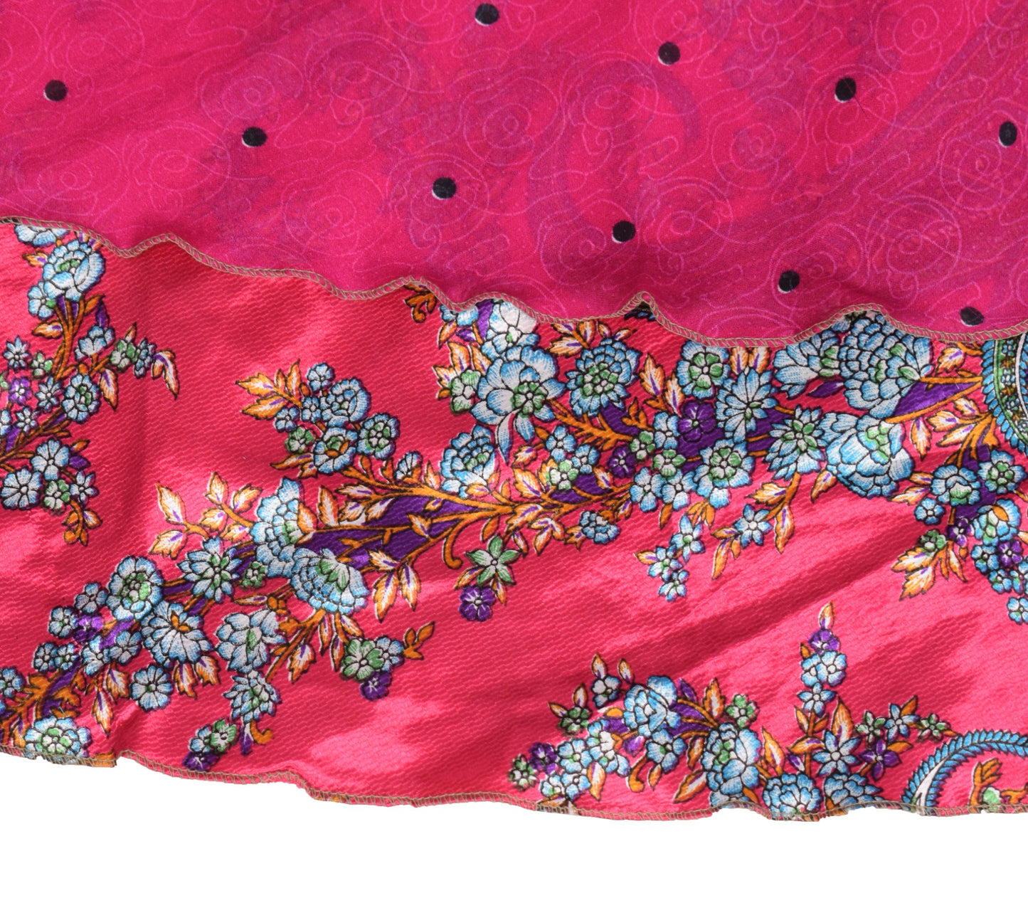 Sushila Vintage Art Silk Saree Magic Wrap Reversible Magenta Skirt Beach Dress