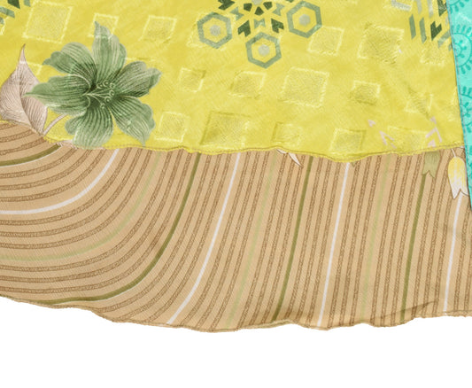Sushila Vintage Art Silk Saree Magic Wrap Reversible Skirt Beach Dress Yellow