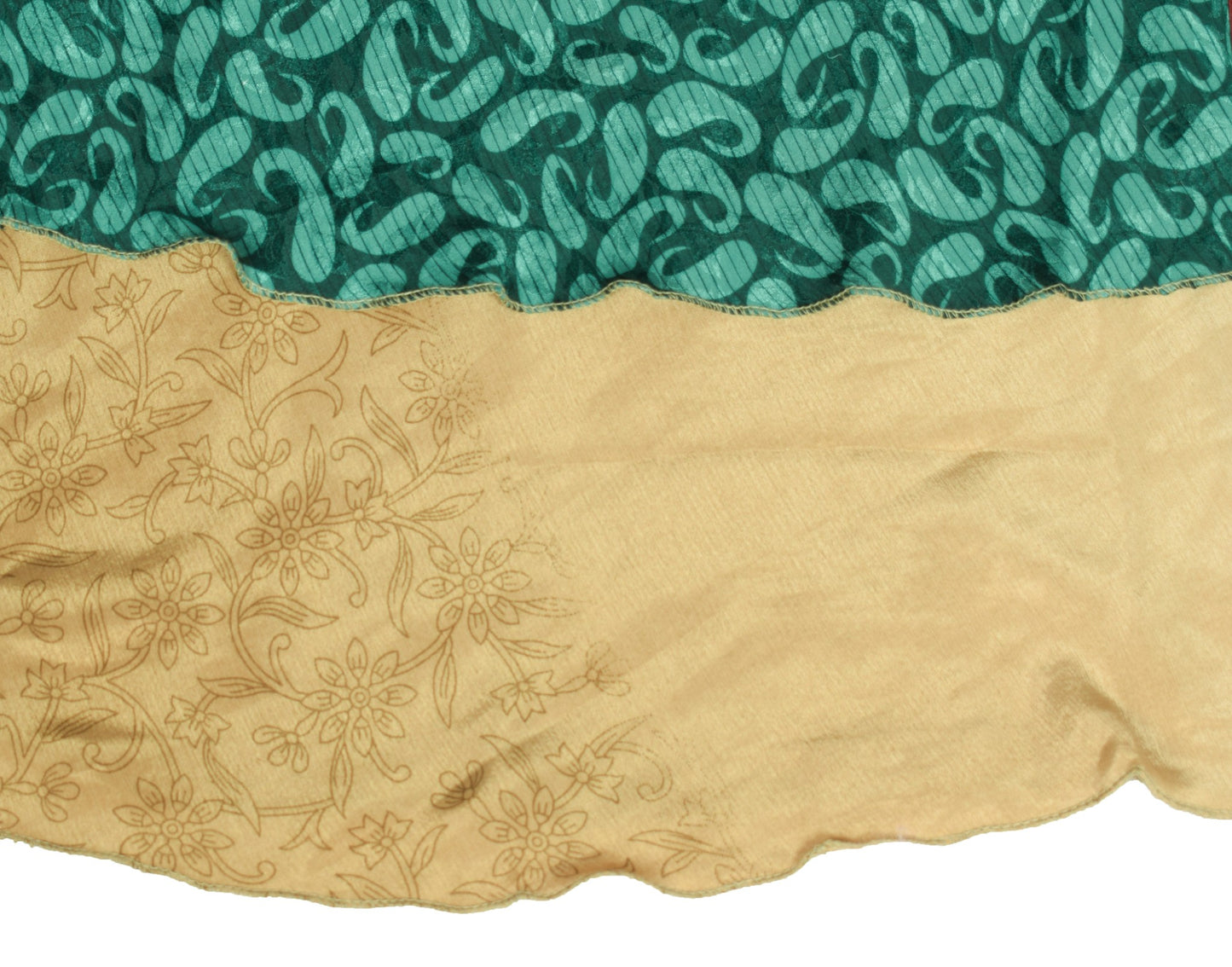 Sushila Vintage Brown Art Silk Saree Magic Wrap Reversible Skirt Beach Dress