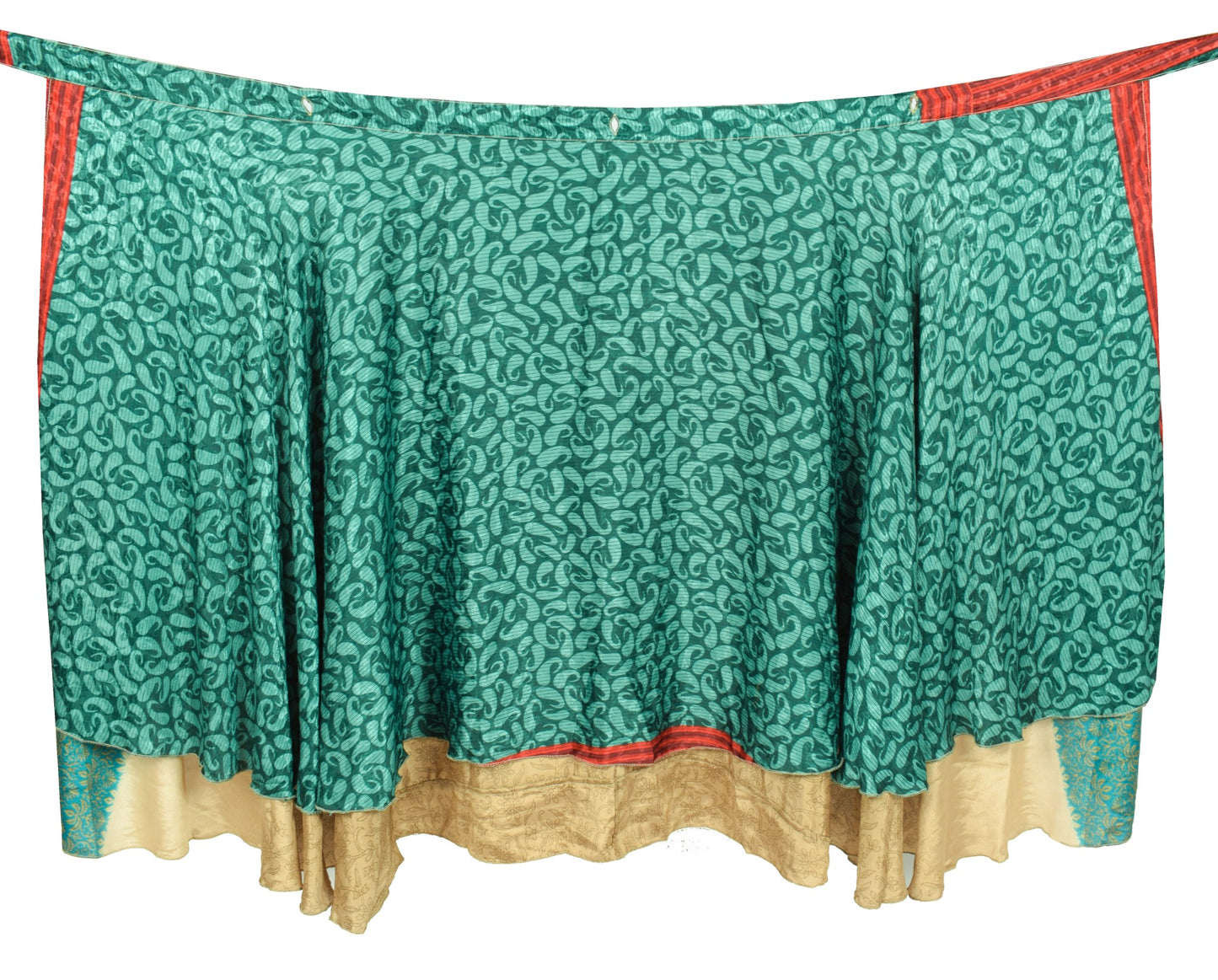 Sushila Vintage Brown Art Silk Saree Magic Wrap Reversible Skirt Beach Dress