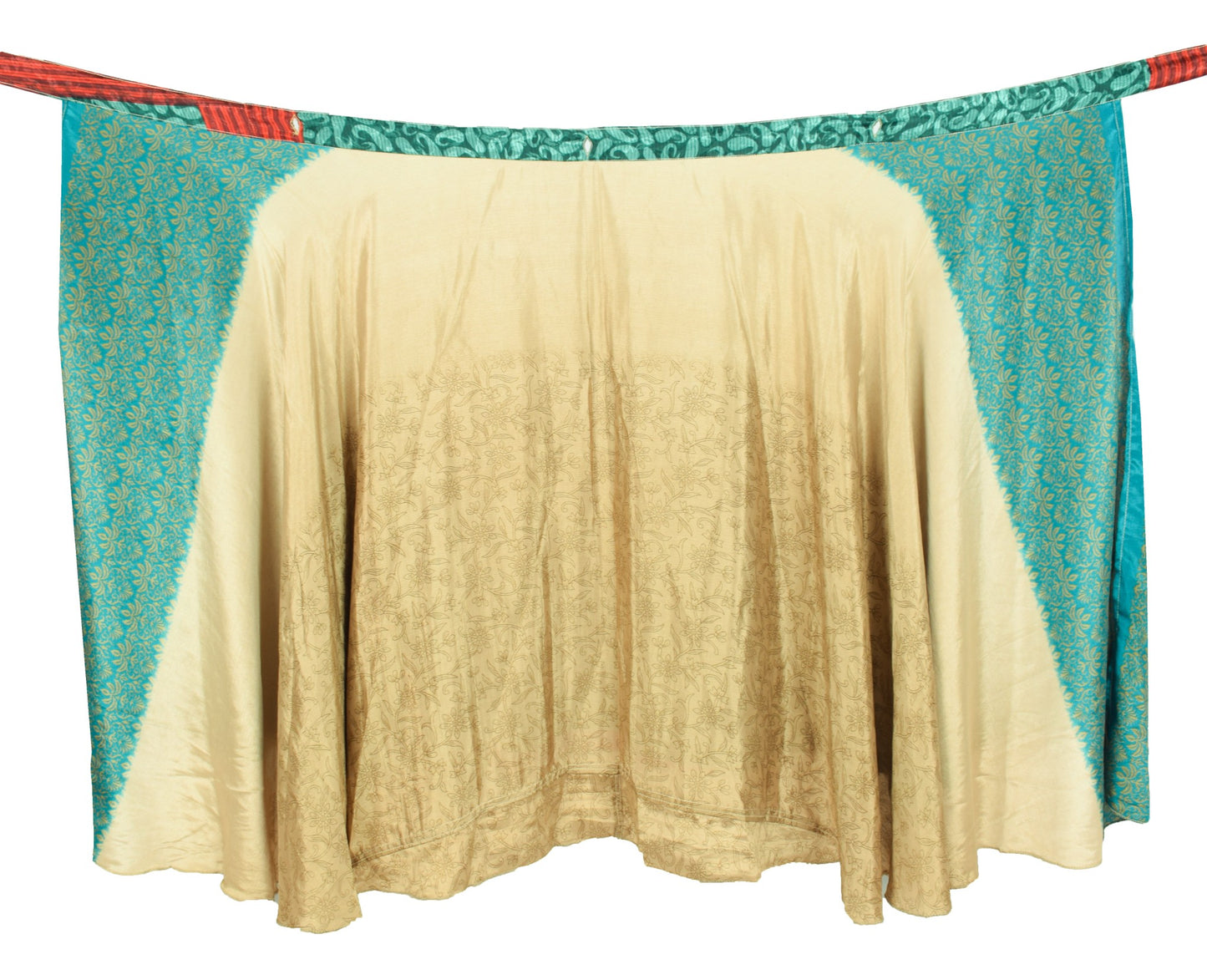 Sushila Vintage Brown Art Silk Saree Magic Wrap Reversible Skirt Beach Dress