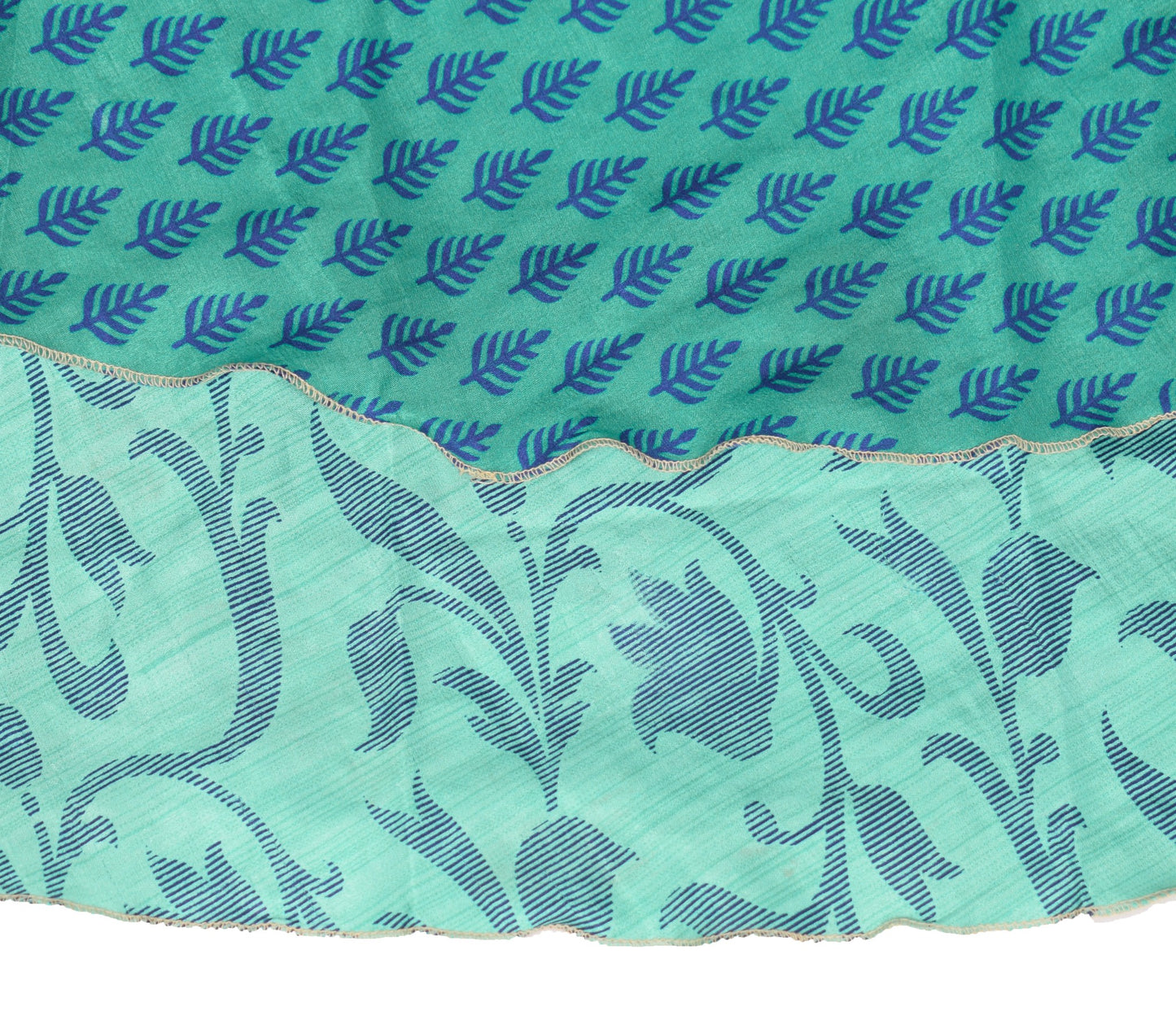 Sushila Vintage Art Silk Saree Magic Wrap Reversible Skirt Beach Dress Aqua Gree