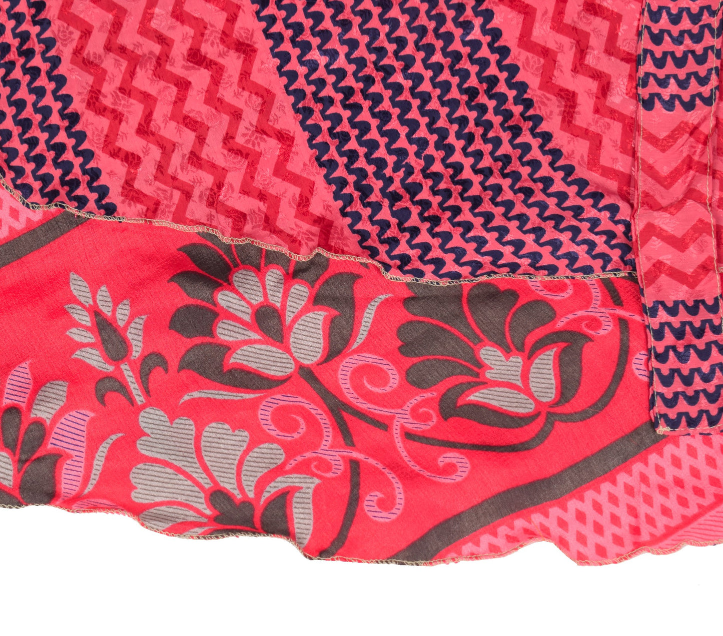 Sushila Vintage Art Silk Saree Magic Wrap Magenta Reversible Skirt Beach Dress