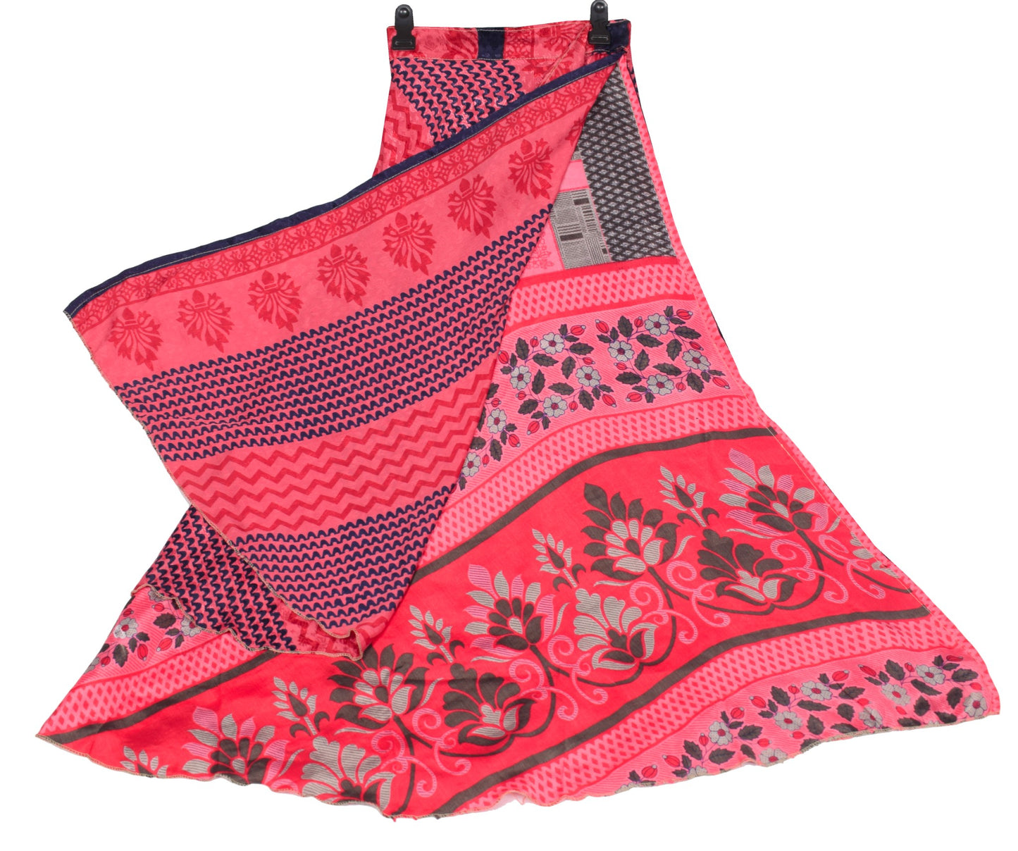 Sushila Vintage Art Silk Saree Magic Wrap Magenta Reversible Skirt Beach Dress