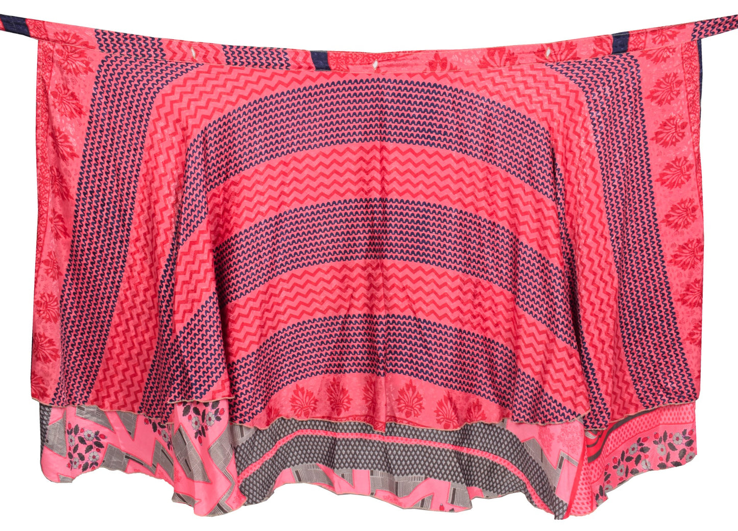 Sushila Vintage Art Silk Saree Magic Wrap Magenta Reversible Skirt Beach Dress