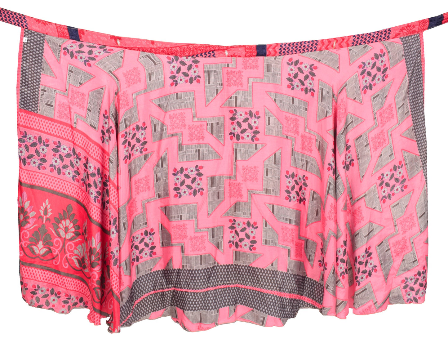 Sushila Vintage Art Silk Saree Magic Wrap Magenta Reversible Skirt Beach Dress