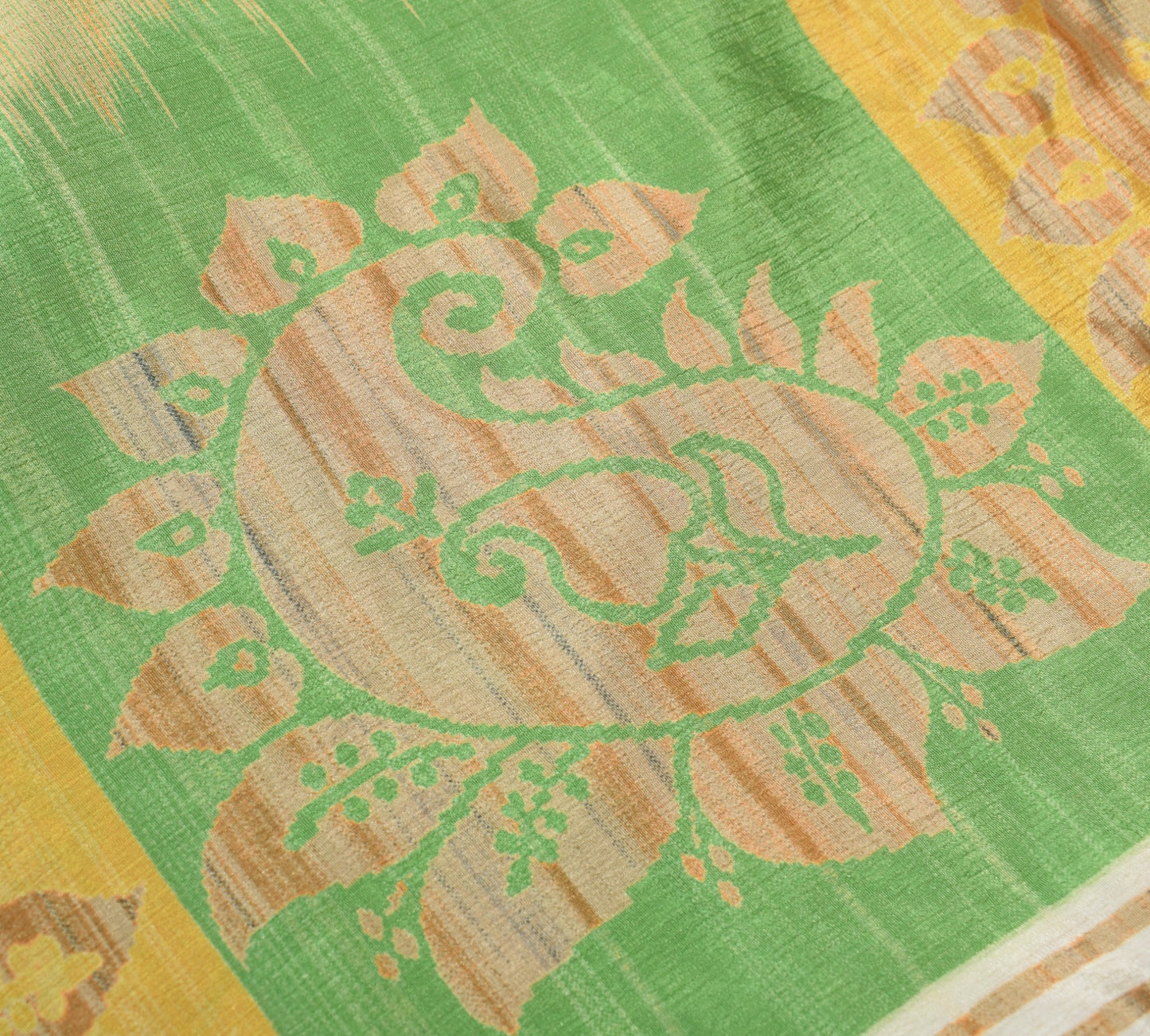 Sushila Vintage Art Silk Saree Magic Wrap Floral Cream Reversible Skirt Beach Dress