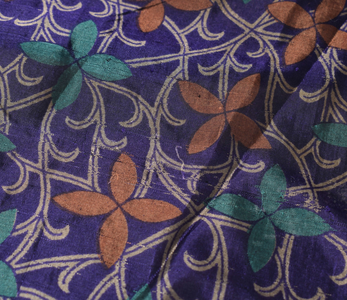 Sushila Vintage Art Silk Saree Magic Wrap Blue Boho Reversible Skirt BeachDress