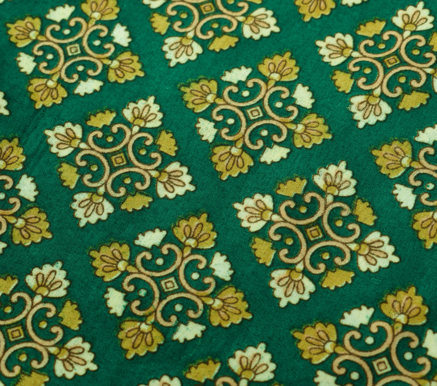 Sushila Vintage Art Silk Saree Magic Wrap Reversible Skirt Green Floral Dress