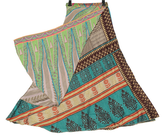 Sushila Vintage Magic Wrap Reversible Skirt Multi-Color Art Silk Saree Beach Dress