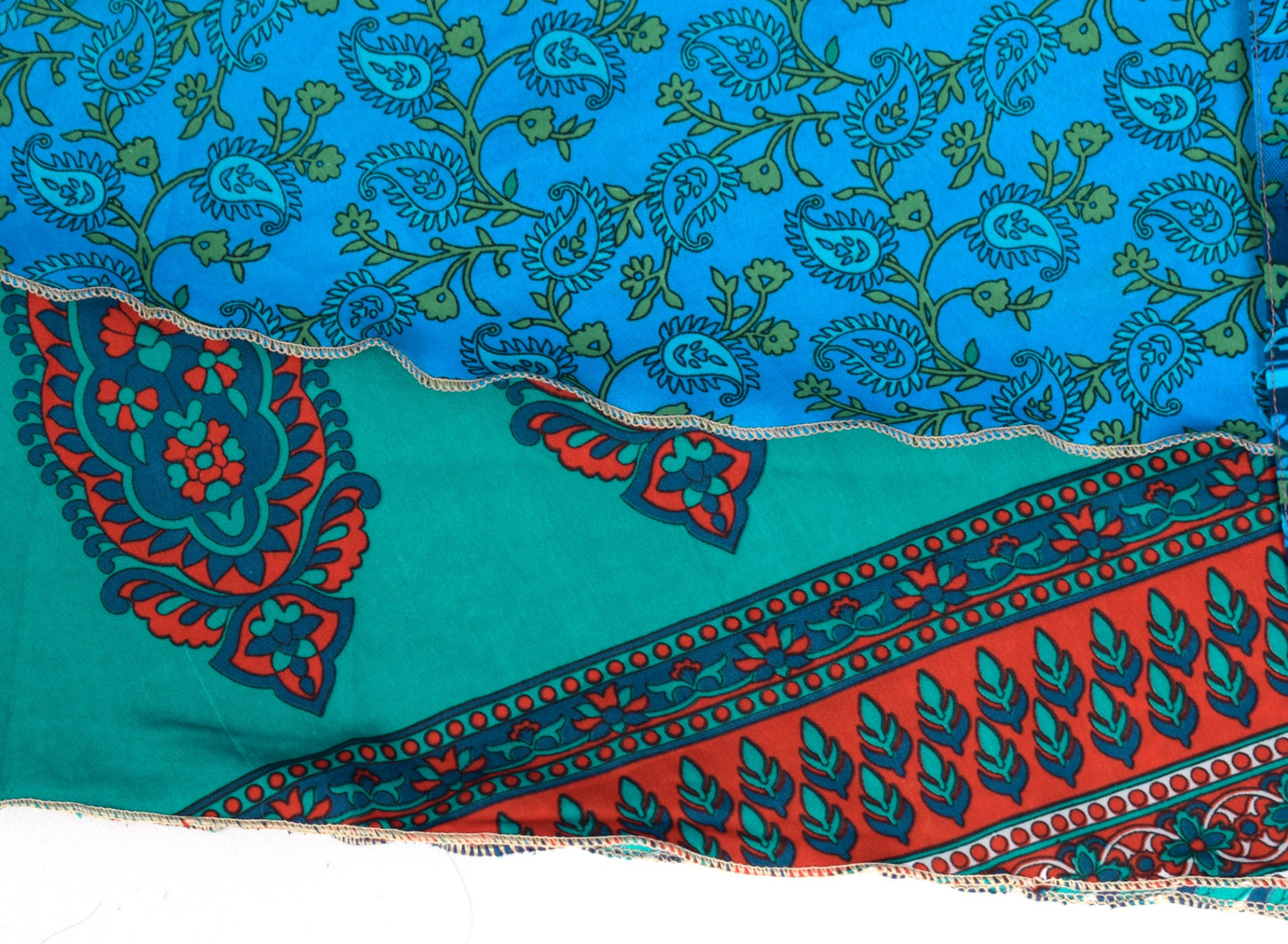 Sushila Vintage TealGreen Art Silk Saree Magic Wrap Reversible Skirt BeachDress