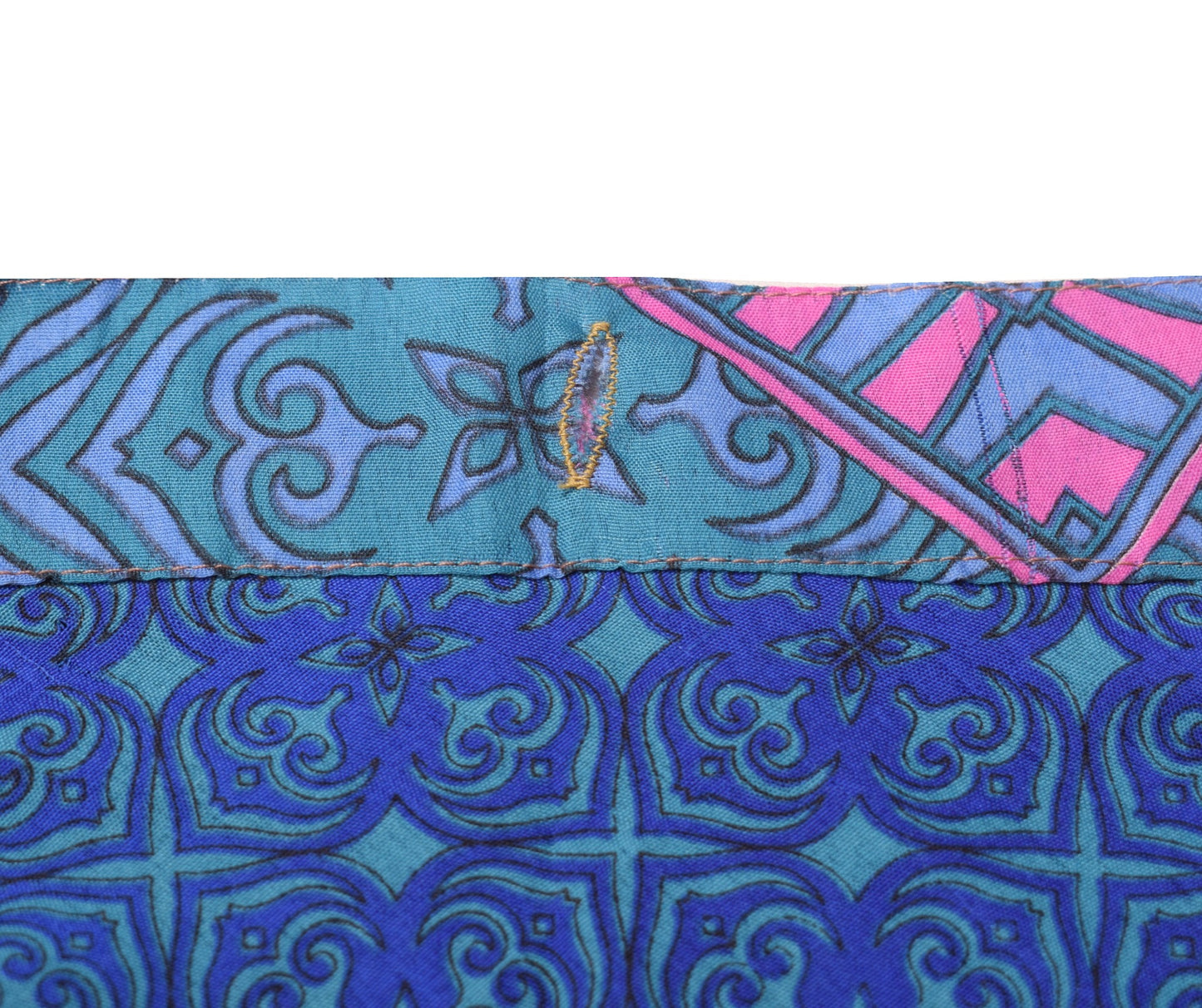 Sushila Vintage Art Silk Saree Magic Wrap Reversible Skirt Blue Boho BeachDress