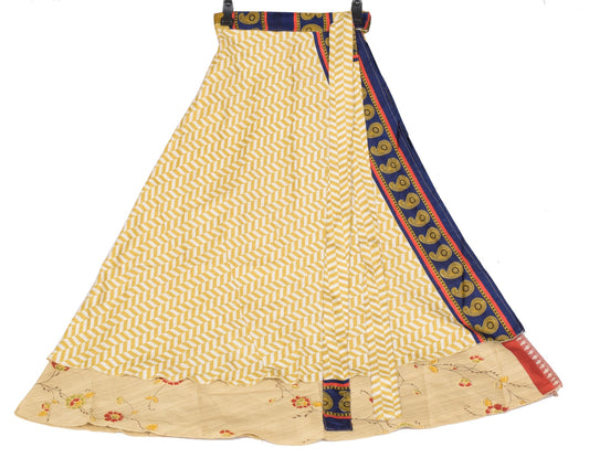 Sushila Vintage Light Brown Saree Magic Wrap Reversible Skirt Art Silk Beach Dress