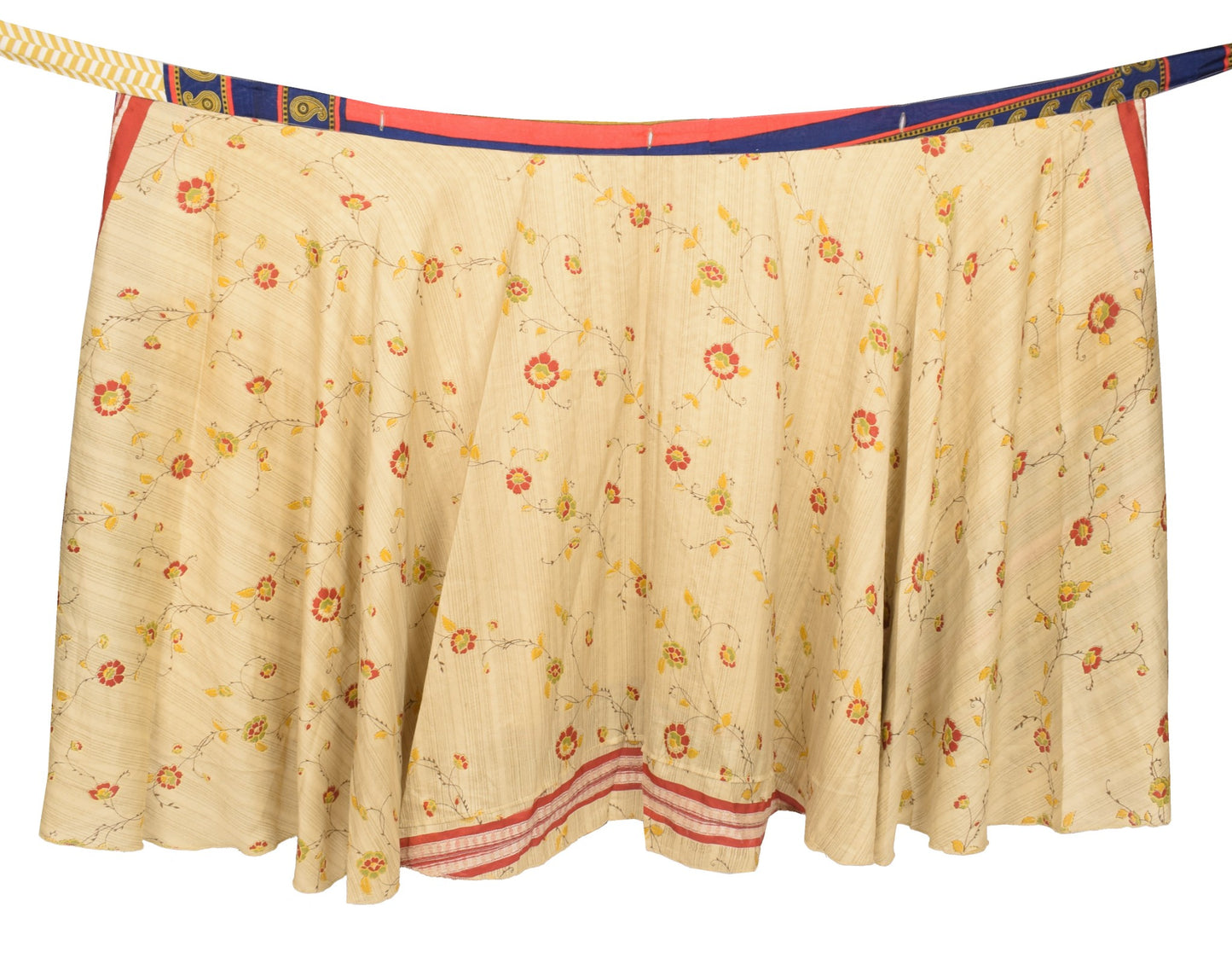 Sushila Vintage Light Brown Saree Magic Wrap Reversible Skirt Art Silk Beach Dress