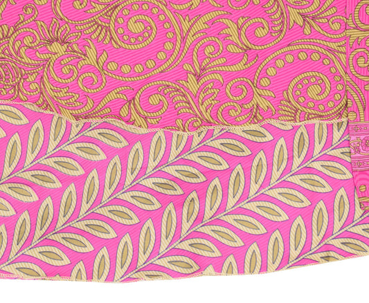 Sushila Vintage Art Silk Saree Magic Wrap Floral Pink Reversible Skirt Beach Dress