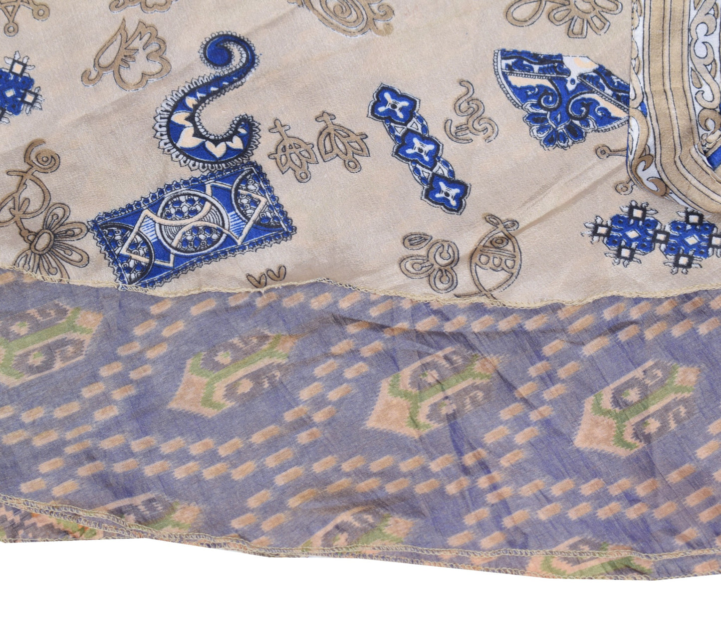 Sushila Vintage Art Silk Saree Magic Wrap 2 Layer Reversible Skirt Beach Dress