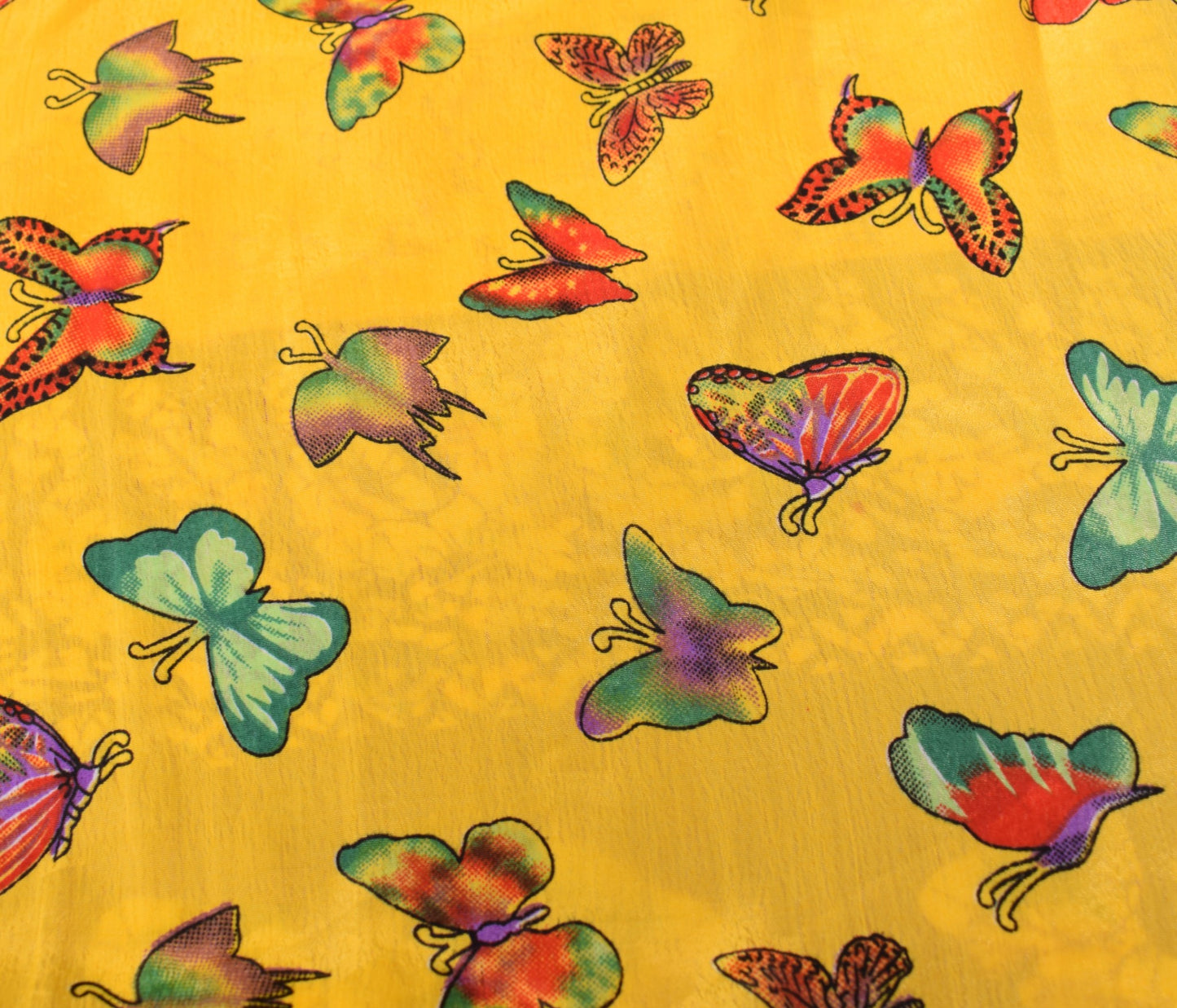 Sushila Vintage Art Silk Saree MagicWrap Reversible Skirt Butterfly Print Dress