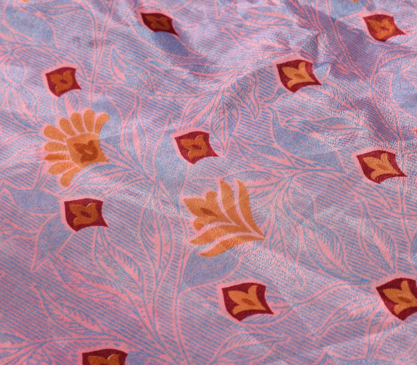 Sushila Vintage Art Silk Saree Magic Wrap Reversible Skirt Beach Dress Pink Boho