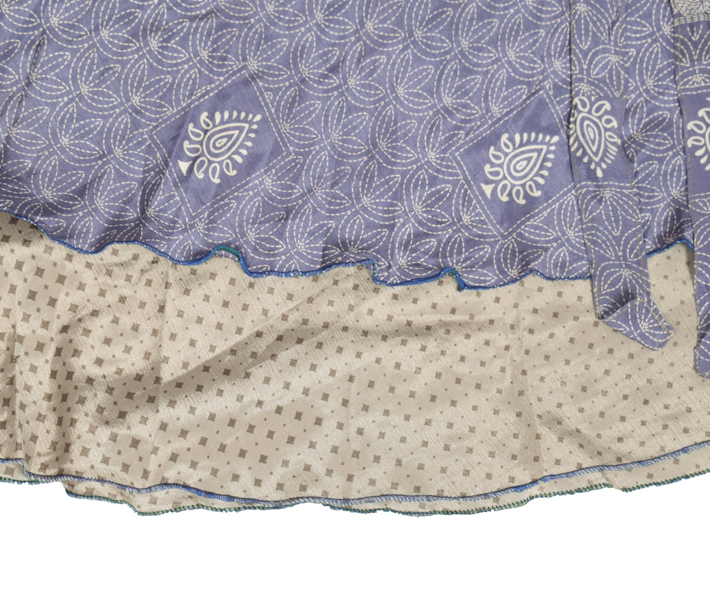Sushila Vintage Saree Magic Wrap Reversible Art Silk Floral Skirt Beach Dress