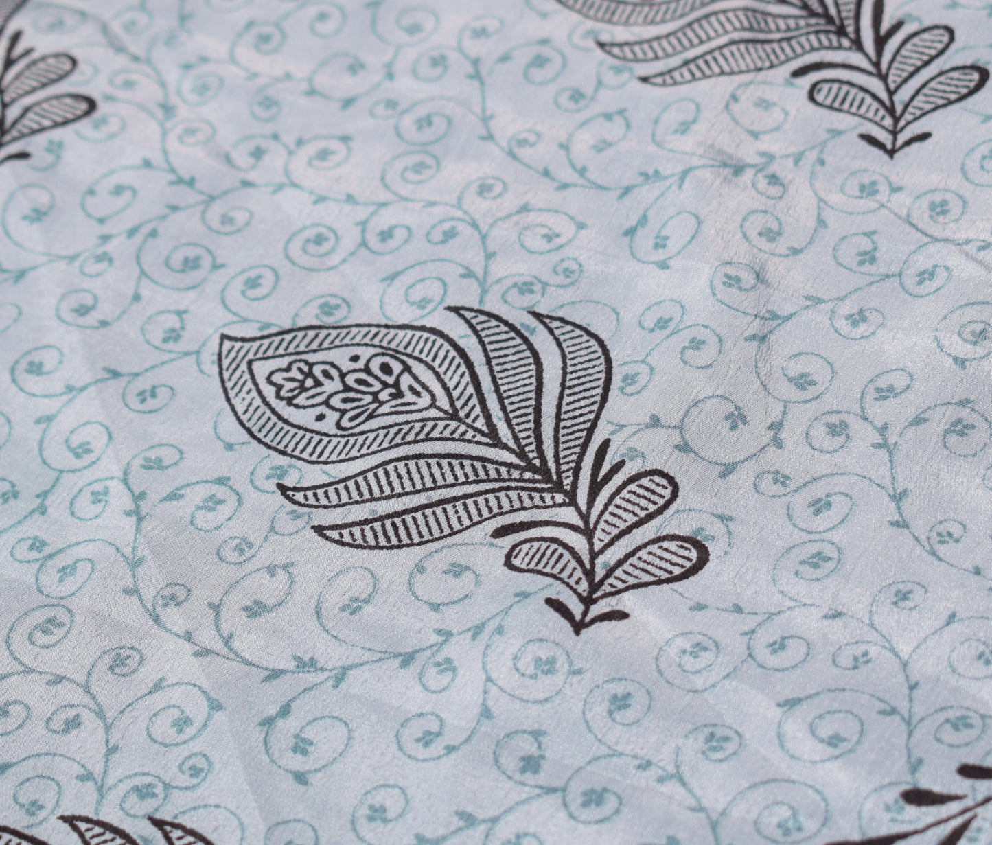 Sushila Vintage Saree Magic Wrap Gray Floral Art Silk Reversible Skirt Beach Dress