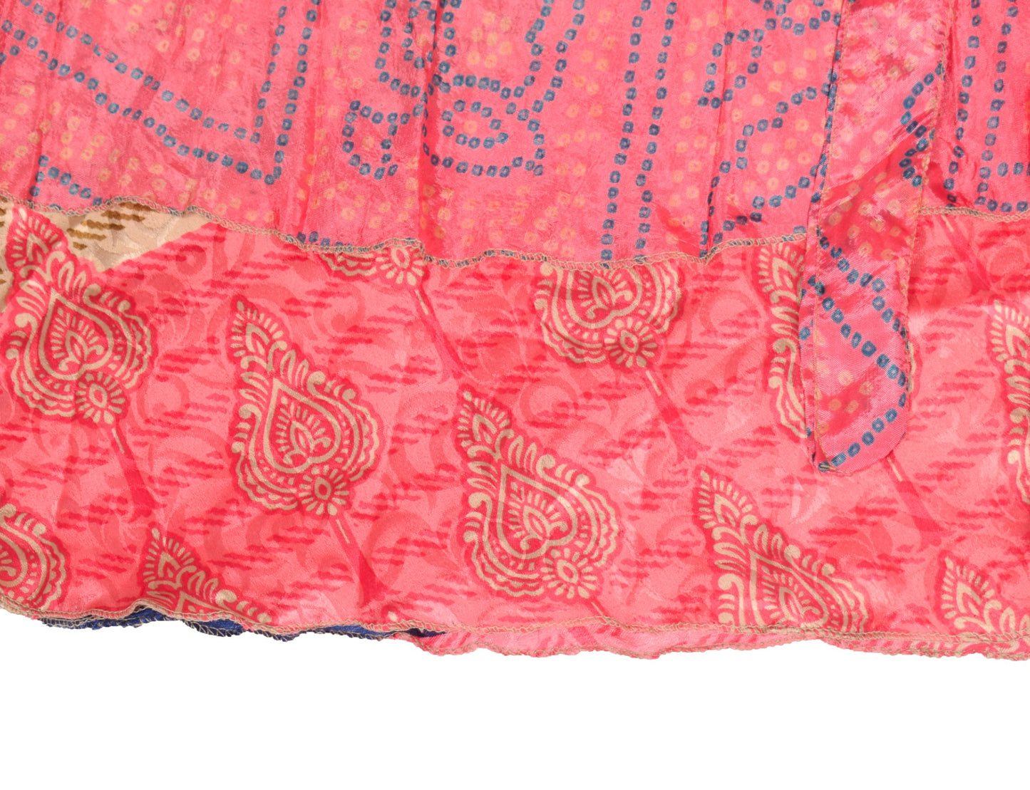 Sushila Vintage Saree Magic Wrap Pink Art Silk Reversible Skirt Beach Dress Boho