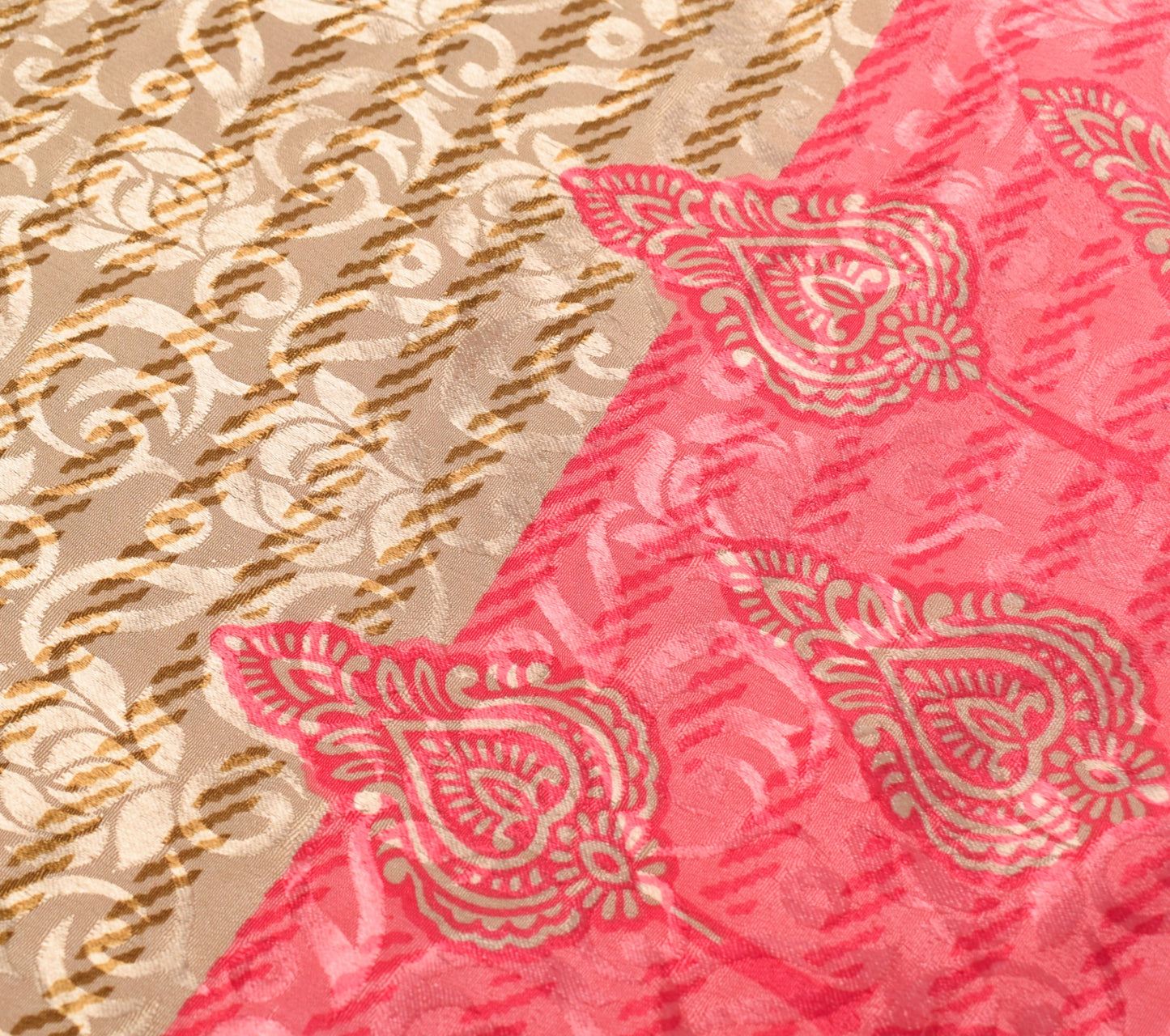 Sushila Vintage Saree Magic Wrap Pink Art Silk Reversible Skirt Beach Dress Boho