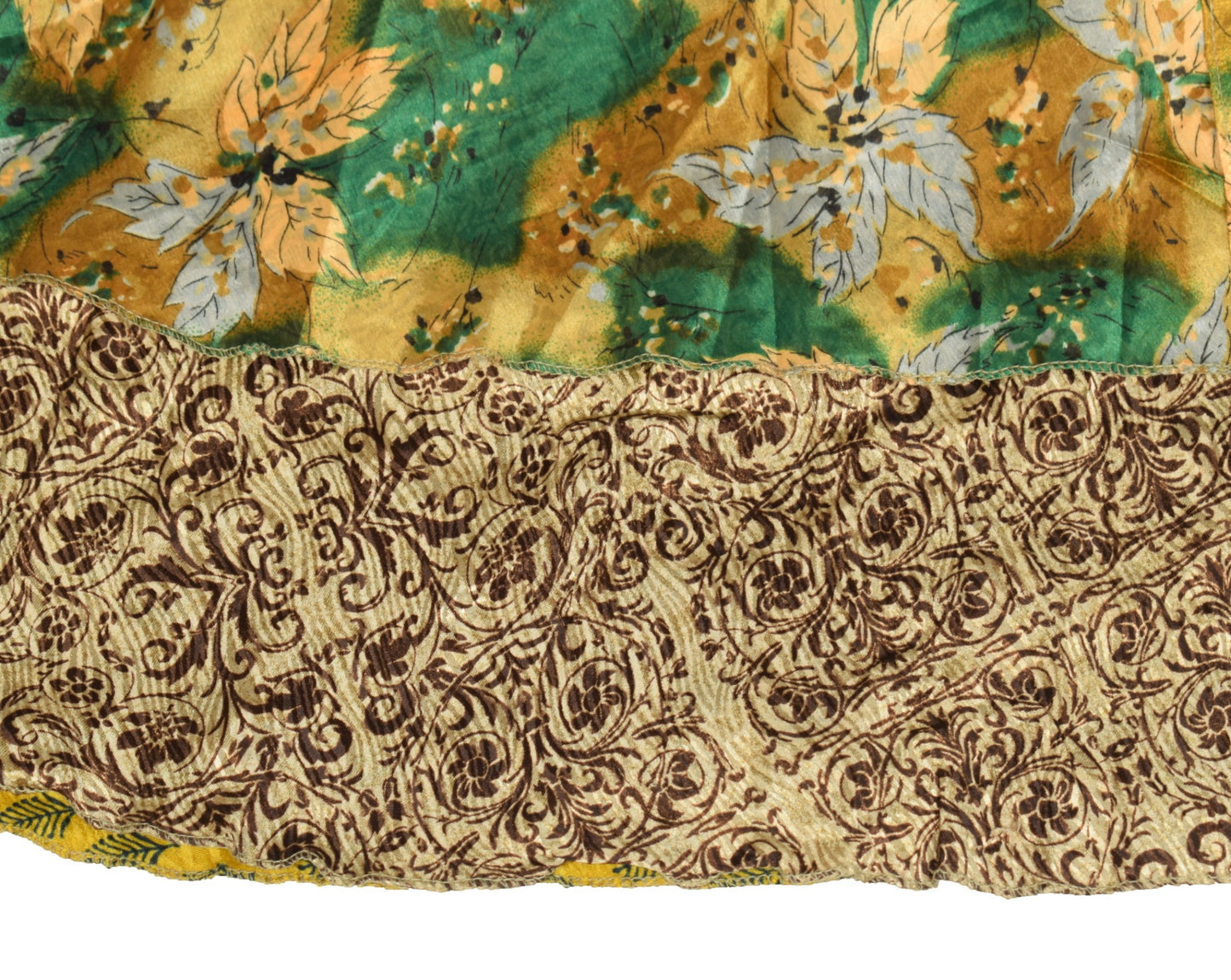 Sushila Vintage Saree Magic Wrap Reversible Skirt Floral Art Silk Beach Dress
