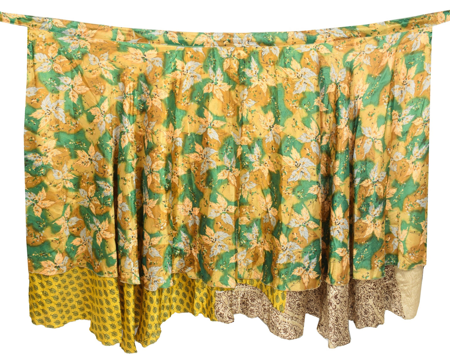 Sushila Vintage Saree Magic Wrap Reversible Skirt Floral Art Silk Beach Dress