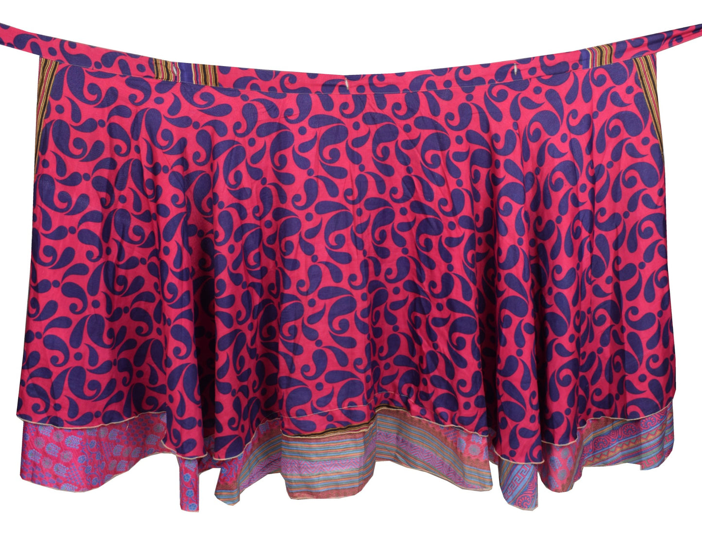 Sushila Vintage Dark Pink Saree Magic Wrap Reversible Skirt Art Silk BeachDress