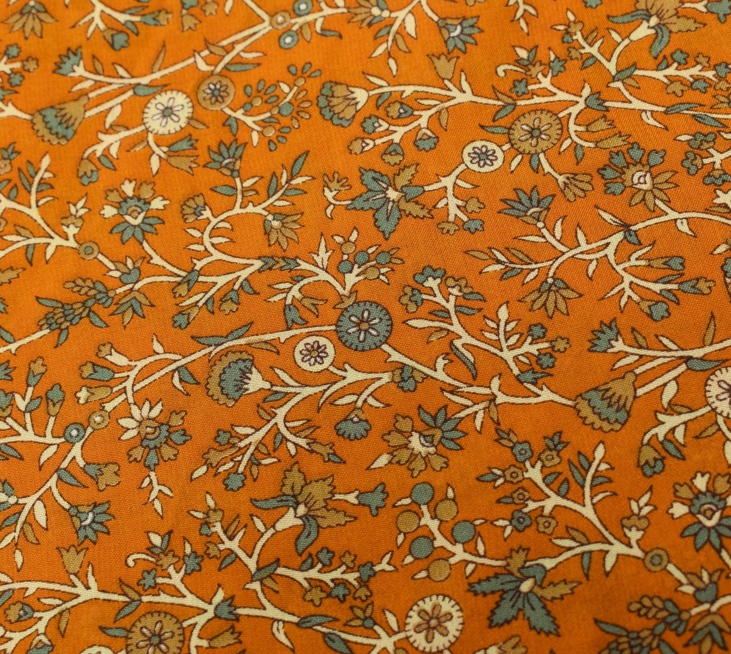 Sushila Vintage Art Silk Saree Magic Wrap Reversible Skirt Brown Floral Beach Dress