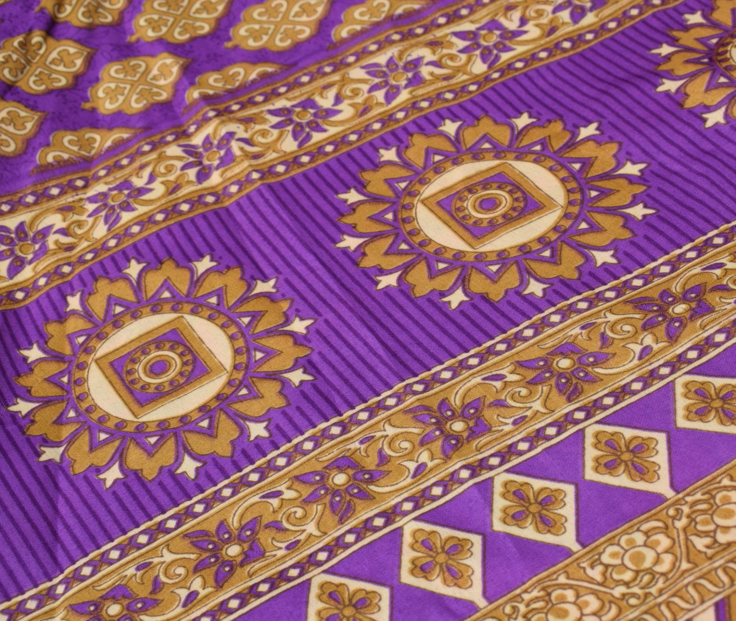 Sushila Vintage Purple Saree Magic Wrap Reversible Skirt Art Silk Beach Dress Hippie