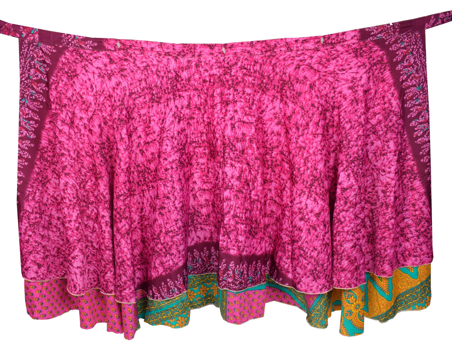 Sushila Vintage Magic Wrap Reversible Skirt Pink Art Silk Saree Beach Dress
