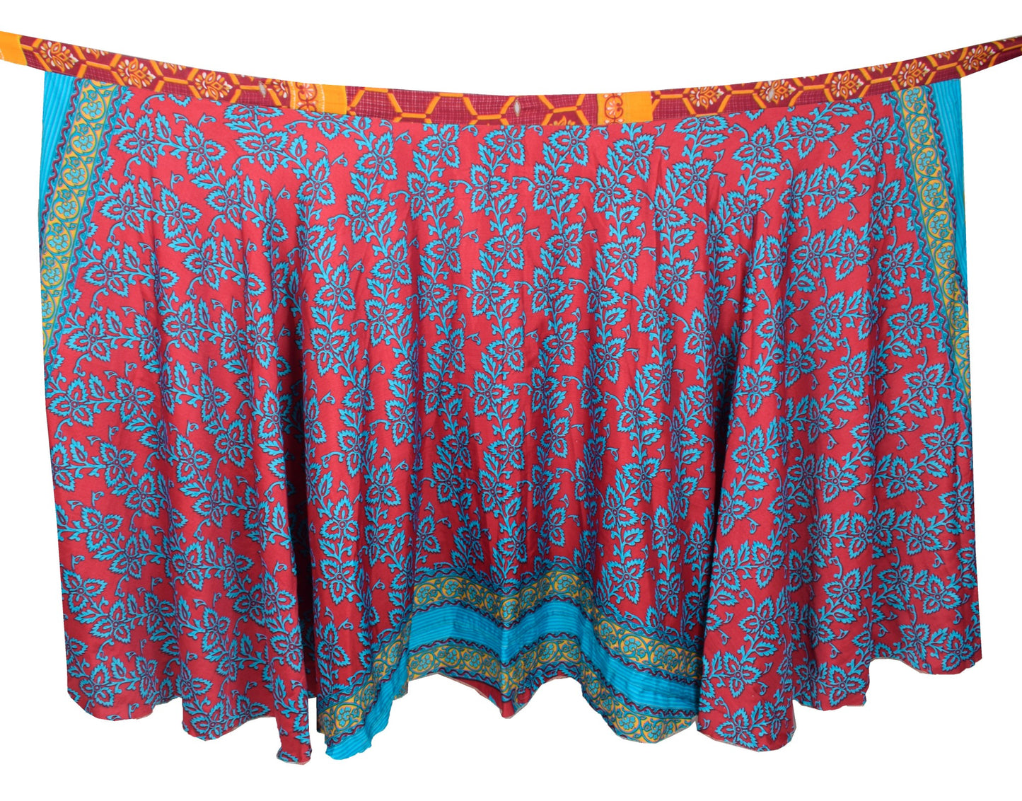 Sushila Vintage Art Silk Saree Magic Wrap Reversible Skirt Floral Beach Dress