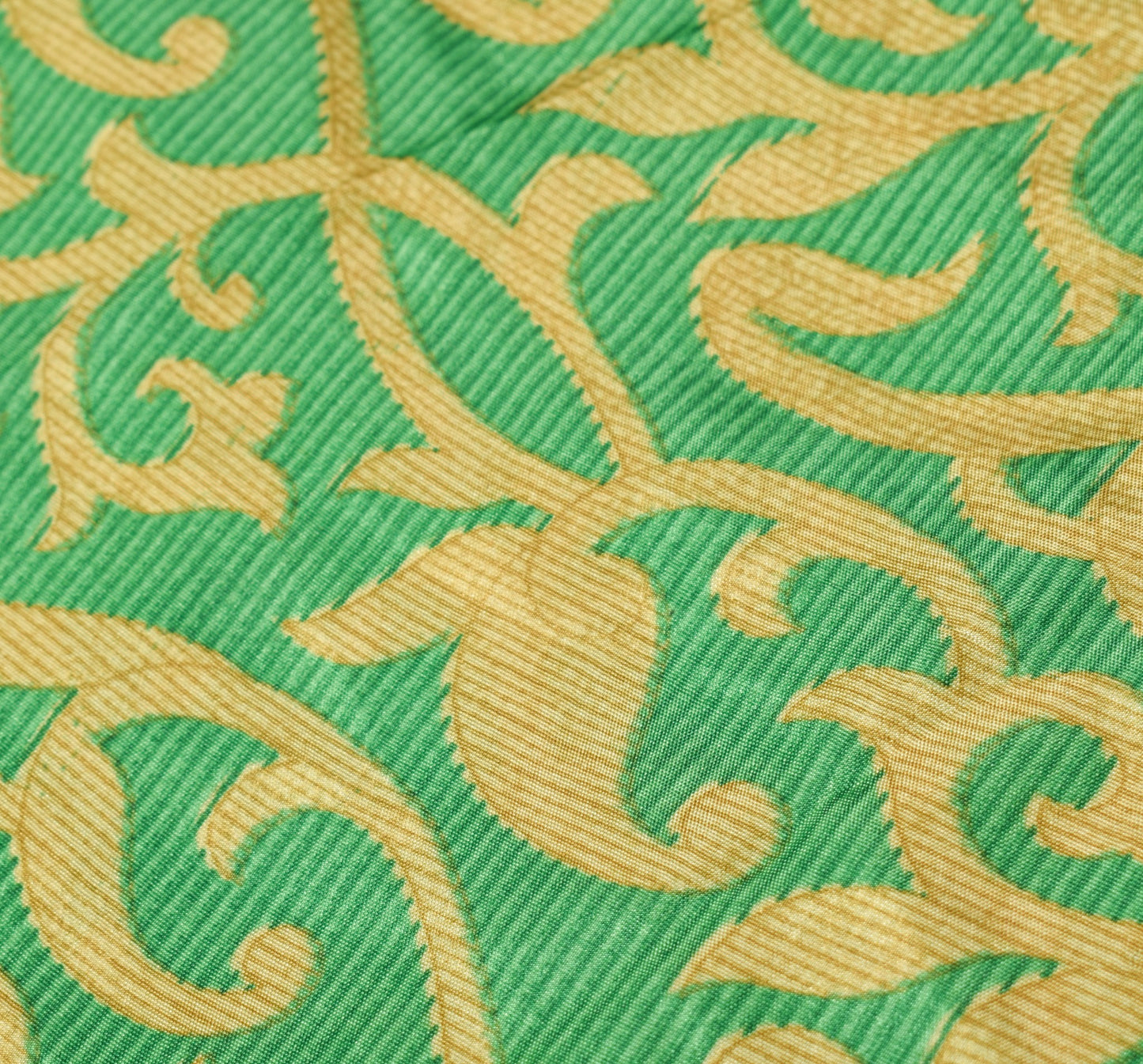Sushila Vintage Art Silk Saree Magic Wrap Reversible Floral Green Skirt Beach Dress