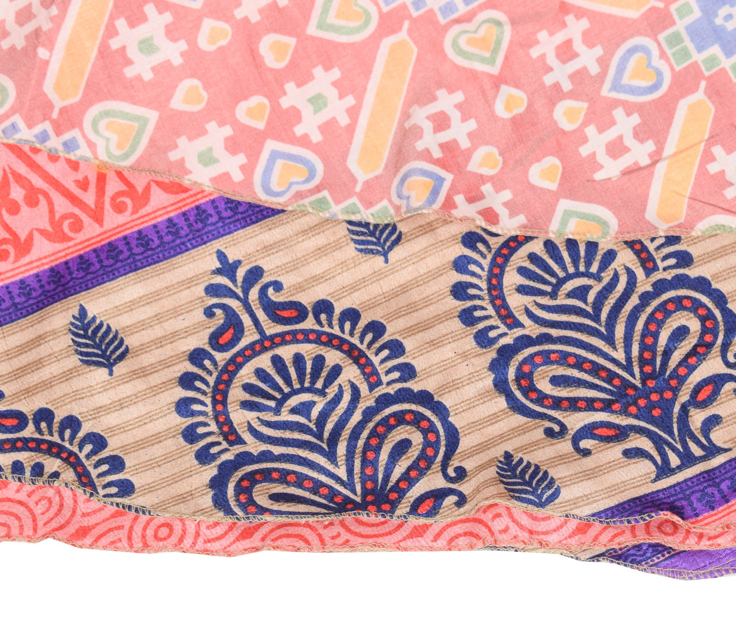Sushila Vintage Art Silk Saree Magic Wrap Reversible Skirt Beach Dress Boho Pink