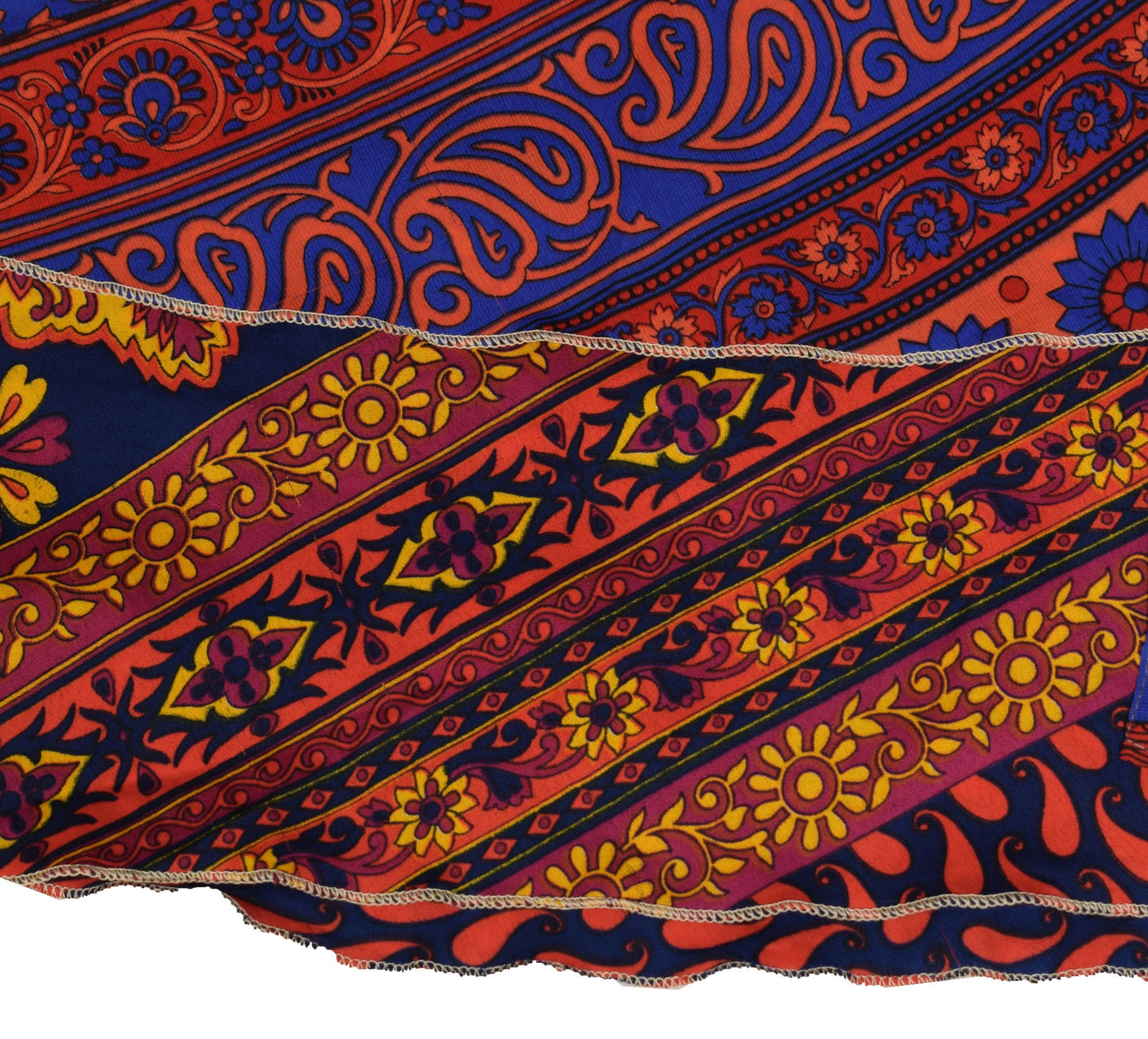 Sushila Vintage Saree Magic Wrap Reversible Skirt Blue Art Silk Beach Dress Boho