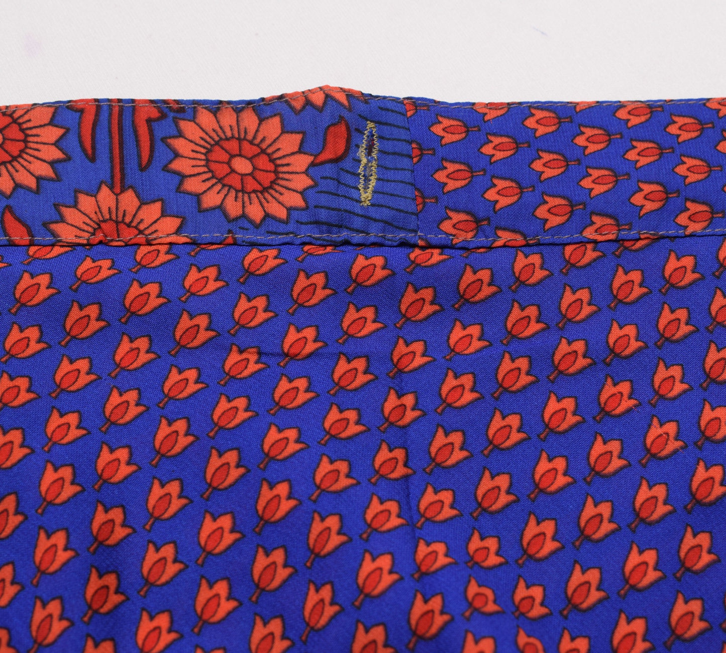 Sushila Vintage Saree Magic Wrap Reversible Skirt Blue Art Silk Beach Dress Boho