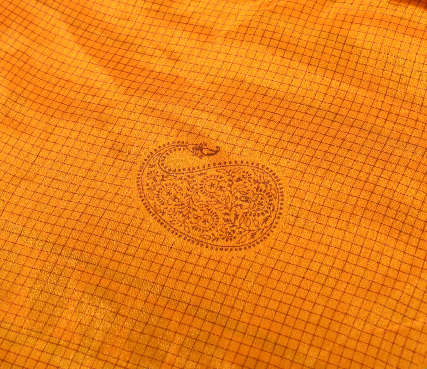 Sushila Vintage Silk Saree Magic Wrap Checks Yellow Reversible Skirt BeachDress